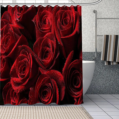 Universal Personnalisé romantique rose rideau de douche rideau de salle de bains tissu lavable baignoire art déco (150 * 180 cm)