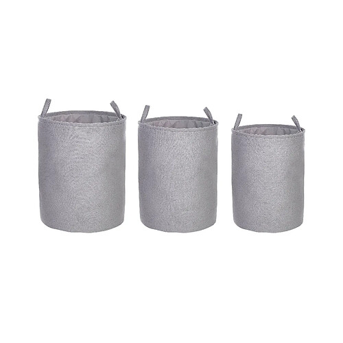 Beliani Lot de 3 paniers en tissu polyester gris ARCHA