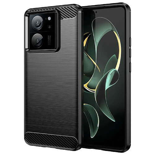 Htdmobiles Coque pour Xiaomi 13T / 13T Pro 5G - housse etui silicone gel carbone + verre trempe - NOIR