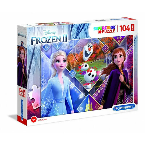 Clementoni- Supercolor Disney La Reine des Neiges 2-104 pièces Maxi-Puzzle Enfant-fabriqué en Italie, 4 Ans et Plus, 23739, Multicolore