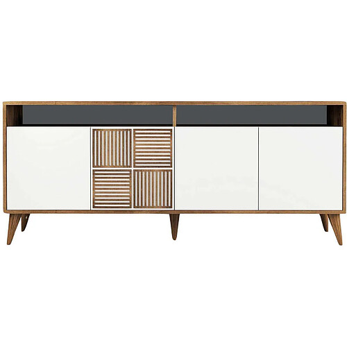 Hanah Home Buffet en aggloméré 4 portes Milan noyer et blanc.