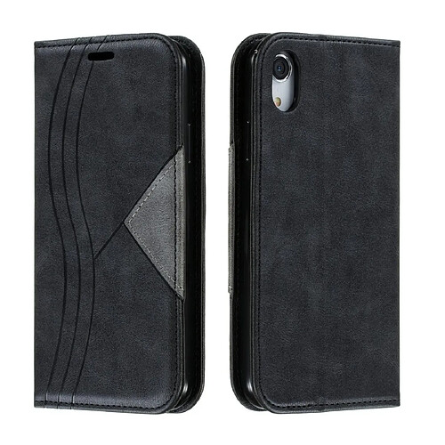 Wewoo Housse Coque Pour iPhone XR Splicing Color Magnetic Hem Étui à rabat horizontal en cuir avec support et fentes cartes Noir