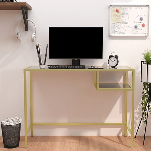 vidaXL Bureau d'ordinateur Marbre noir 100x36x74 cm Verre trempé