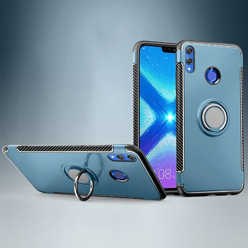 Wewoo Coque Etui de protection magnétique pour support bague rotation à 360 degrés pour HuHonor 8X (bleu marine)