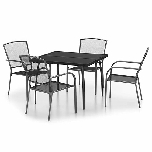 Maison Chic Ensemble de salle à manger de jardin 5 pcs,Table et chaises d'extérieur anthracite acier -GKD190820