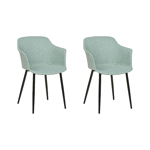 Beliani Chaise de salle à manger ELIM Set de 2 Tissu Vert menthe