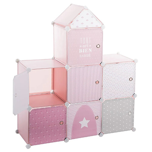 Atmosphera, Createur D'Interieur Château de rangement -7 cases - Rose