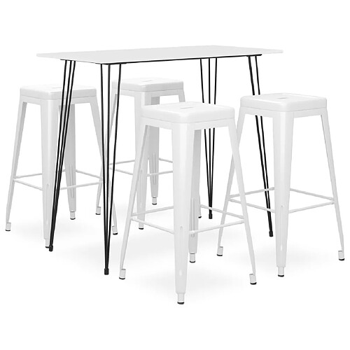 vidaXL Ensemble de bar 5 pcs Blanc