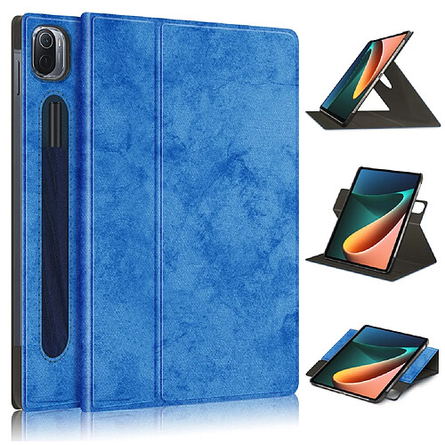 Etui en PU avec support rotatif à 360° bleu pour votre Xiaomi Pad 5 Pro