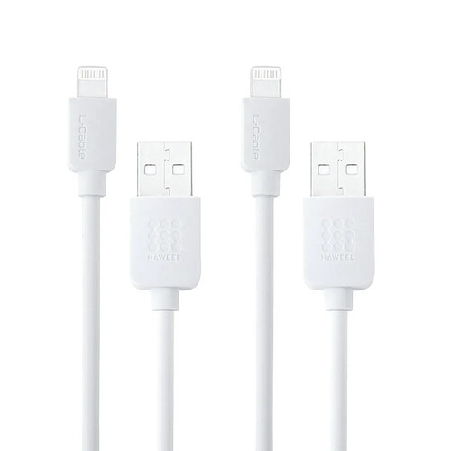 Wewoo Câble blanc pour iPhone X / 8 & 8 Plus / 7 & 7 Plus / 6 & 6s & 6 Plus & 6s Plus / iPad USB Sync et Kit de de charge, 2 PCS 1 m haute vitesse Lightning