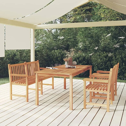 Salle à dîner de jardin 4 pcs,Table et chaise à manger Bois de teck massif -MN10488