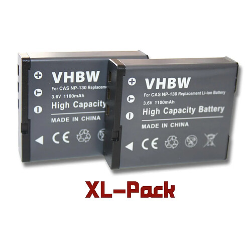 2x batteries vhbw Li-Ion 1100mAh (3.6V) pour appareil photo Casio Exilim EX-ZR200, EX-ZR310, EX-ZR320, EX-ZR400, EX-ZR410, EX-ZR700,EX-ZR710 et NP-130