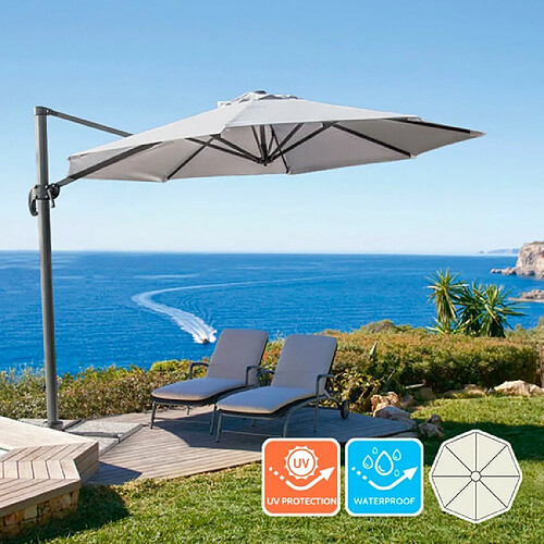 Elios Parasols Parasol de jardin de 3 mètres avec bras décentralisée aluminium Paradise