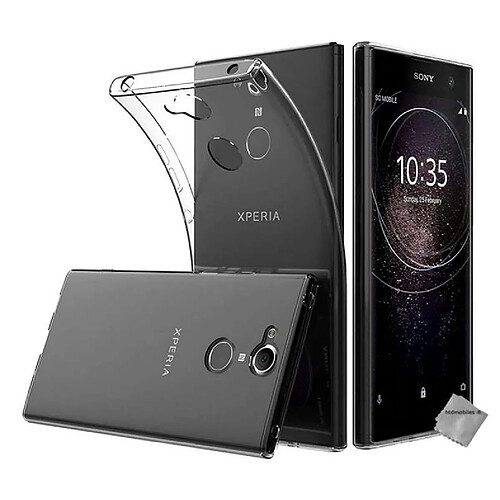 Htdmobiles Coque silicone gel fine pour Sony Xperia XA2 Plus + verre trempe - TPU TRANSPARENT