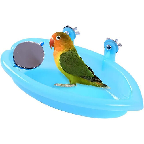 Baignoire d'oiseau avec miroirpour cage, accessoires de douche de bain d'oiseaux de perroquet, cage à oiseaux boîte de bain suspendue pour petits oiseaux perroquets