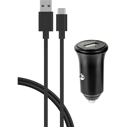 Chargeur voiture 3A IC Smart + Câble USB A/USB C Noir Bigben