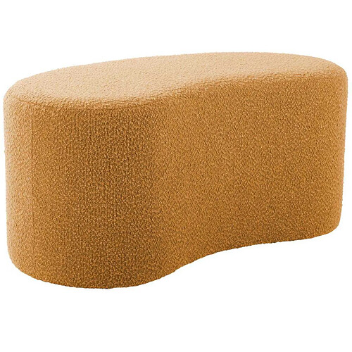 LEITMOTIV Pouf en tissu bouclette Ada Wave jaune ocre.