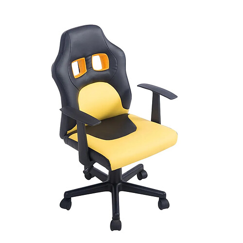 Decoshop26 Fauteuil chaise de bureau pour enfant en synthétique jaune hauteur réglable BUR10188