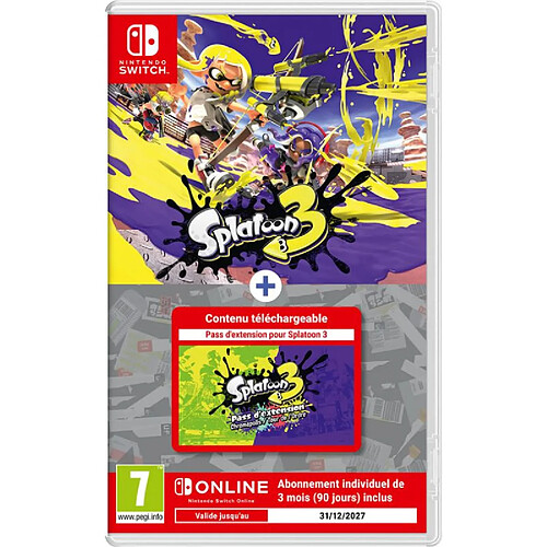 Splatoon 3 + Pass d extension Code de téléchargement + 1 Abonnement individuel de 3 mois au service de Nintendo Switch Online