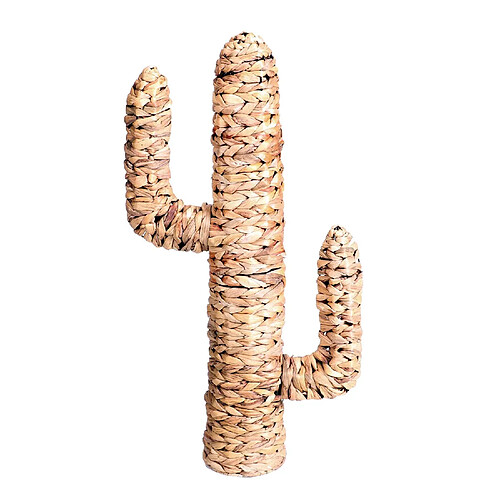 Urban Living Cactus en jacinthe d'eau tressée Natural Living - H. 80 cm - Marron