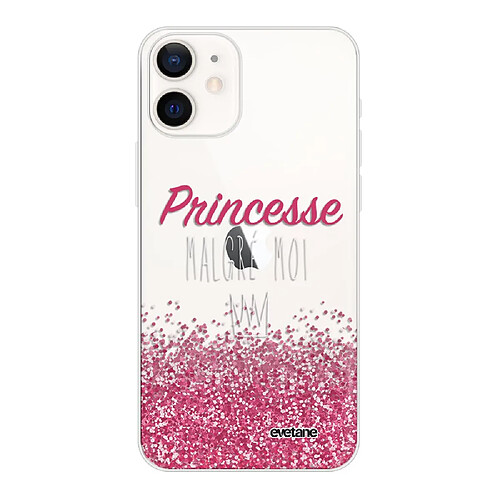 Coque iPhone 12 mini souple transparente Princesse Malgré Moi Motif Ecriture Tendance Evetane