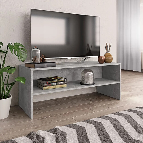 Maison Chic Meuble TV scandinave - Banc TV pour salon Gris béton 100 x 40 x 40 cm Aggloméré -MN66567