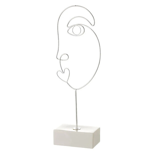 BigBuy Home Figurine Décorative Blanc Argenté Céramique Fer 15,7 x 8 x 42,9 cm