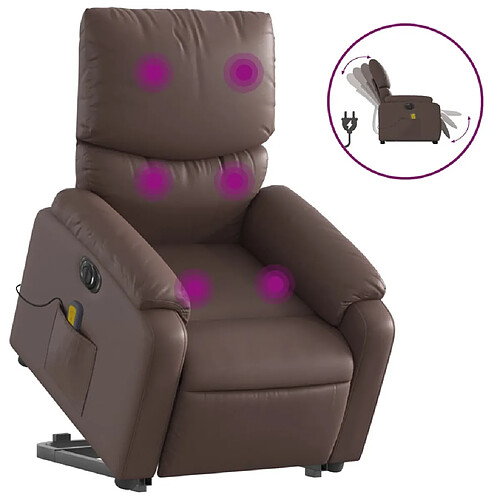 Maison Chic Fauteuil Relax pour salon, Fauteuil inclinable de massage électrique marron similicuir -GKD27326