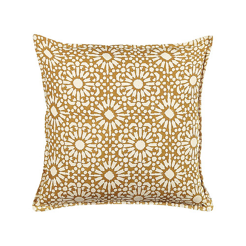 Beliani Coussin CEIBA Coton 45 x 45 cm Géométrique Impression en bloc Beige