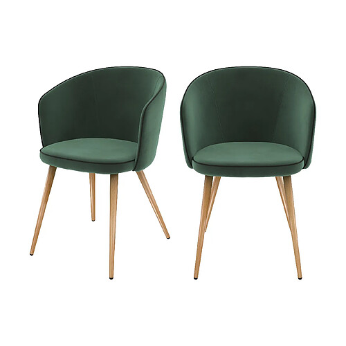 Rendez Vous Deco Chaise Chiara en velours vert (lot de 2)