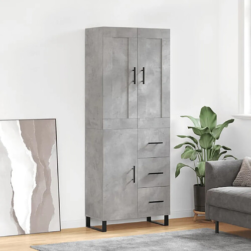 vidaXL Buffet haut Gris béton 69,5x34x180 cm Bois d'ingénierie