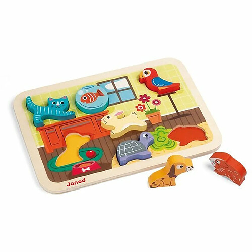 Puzzle en bois Chunky Animaux domestiques 7 pièces - Janod