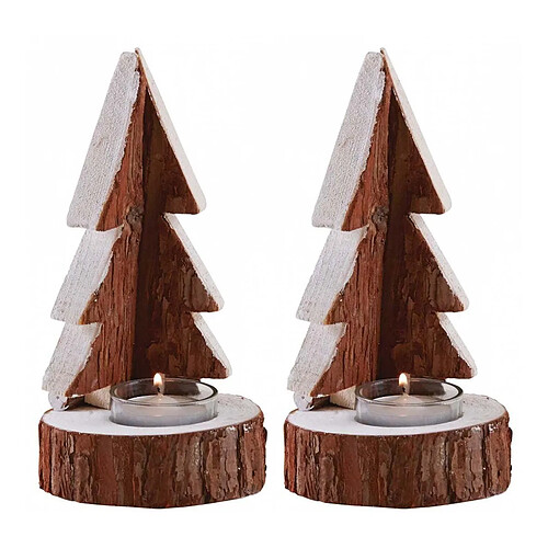 Aubry Gaspard Sapin porte bougie en bois (Lot de 2).