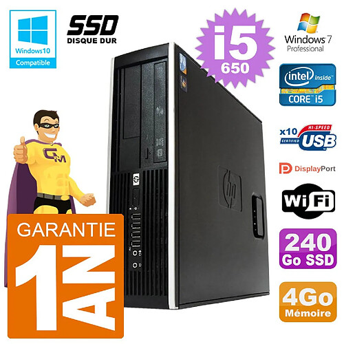 PC HP Compaq 8100 SFF i5-650 RAM 4Go SSD 240Go Graveur DVD Wifi W7 · Occasion