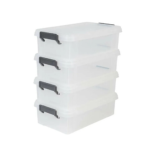 IRIS OHYAMA Lot de 4 boites de rangement Multi Box MBX-4 - Plastique - 4 L - 36,5 x 21,4 x 10,5 cm - Transparent et Noir