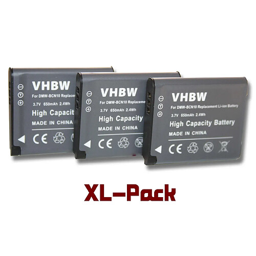 vhbw 3x batteries Li-Ion Set 650mAh (3.7V) pour appareil photo Leica C comme Leica BP-DC14, BP-DC14E