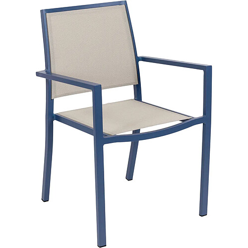 JardiLINE Fauteuil empilable en aluminium Santorin gris bleuté.