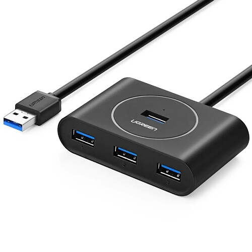 Wewoo Hub USB 2.0 noir Portable Super Speed 4 ports USB 3.0 adaptateur de câble HUB, pas de support OTG, longueur de câble: 2 m