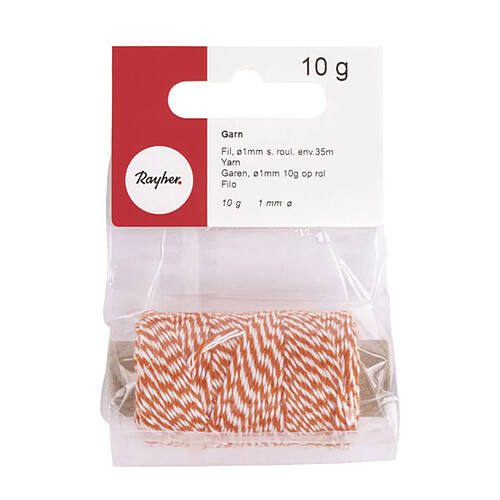 Rayher Ficelle bicolore orange et blanc 35 m x ø 1 mm