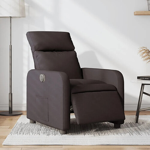 vidaXL Fauteuil inclinable électrique Marron foncé Tissu