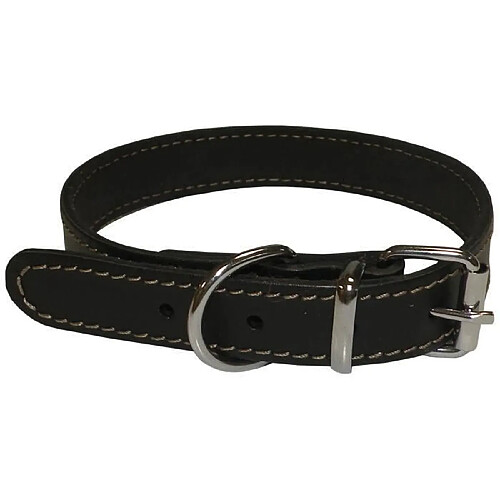 YAGO Collier en cuir Souple et Reglable pour petit chien, taille S 26-32 cm, Coloris Noir