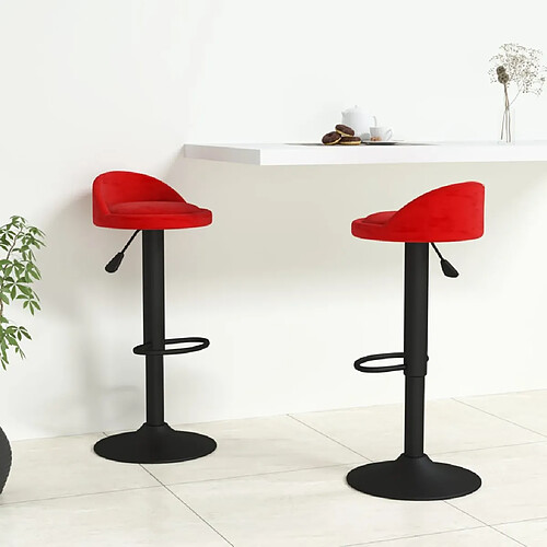 vidaXL Tabourets de bar lot de 2 rouge bordeaux velours