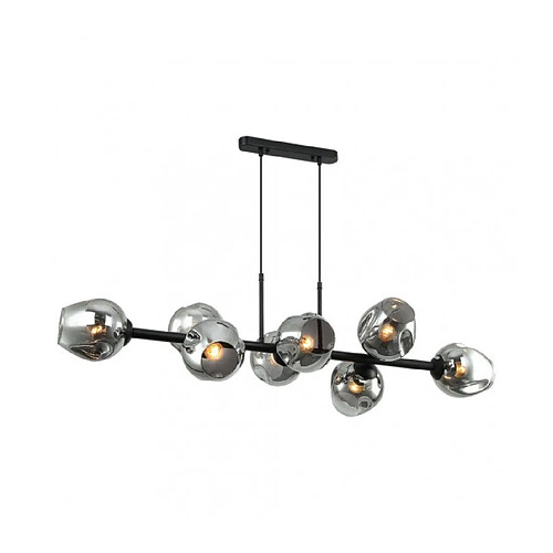 Luminaire Center Suspension Borgo Acier Noir 8 ampoules 112cm