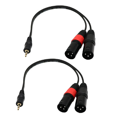 2 x Jack 3.5MM Stéréo Mâle Vers 2 XLR Mâle Adaptateur Répartiteur Audio Câble