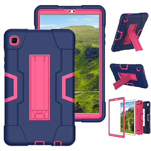 Coque en TPU + Silicone Conception de couleur de contraste avec béquille coulissante Bleu marin/Rose rouge pour votre Samsung Galaxy Tab A7 Lite 8.7 pouces T225/T220 (2021))