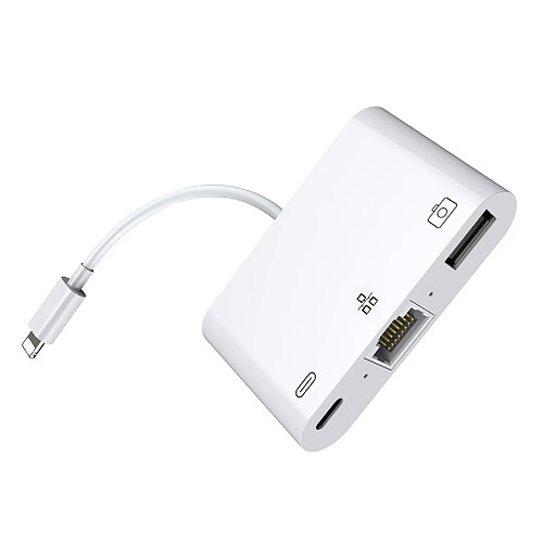 Wewoo Adaptateur réseau Lightning 8 broches vers RJ45 1 000 Mbits / s + Port de chargement + Convertisseur multifonctions en lecture USB pour appareil photo