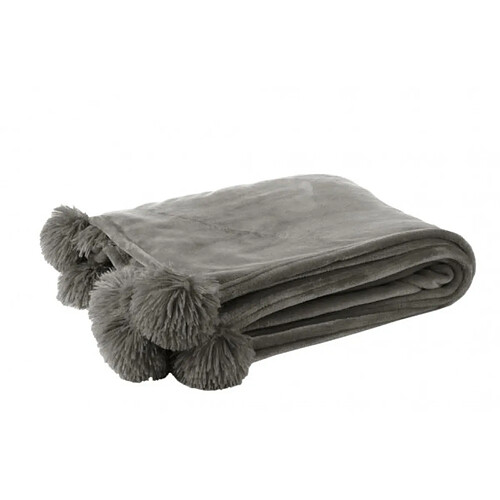 Dansmamaison Plaid Pompon Polyester Gris