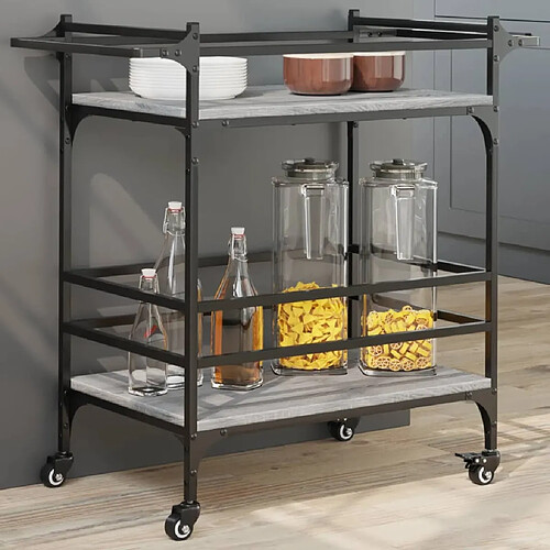 Maison Chic Desserte de cuisine | Chariot de cuisine | Meuble de rangement roulant sonoma gris 82x40x78,5 cm bois d'ingénierie -GKD83544