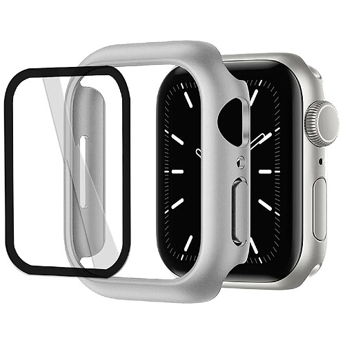 Film protecteur verre trempé 3D incurvé pour Apple Watch Series 7 41mm + coque de protection argent - VISIODIRECT -