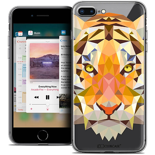 Caseink Coque Housse Etui Apple iPhone 8 Plus (5.5 ) [Crystal Gel HD Polygon Series Animal - Souple - Ultra Fin - Imprimé en France] Tigre